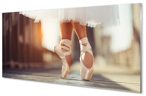 Quadro in vetro acrilico Gambe delle gambe della ballerina bianca 100x50 cm