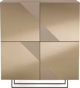 Madia credenza 4 ante in vetro specchio Bronzo e cassa Tortora ARTE 120 con piedini sagomati