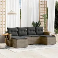 Set Divano da Giardino 6 pz con Cuscini Grigio in Polyrattan 3227061