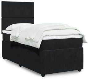 Giroletto A Molle Con Materasso Nero 100x200 Cm İn Velluto /