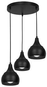 Lampadario su filo AKTAN 3xE27/60W/230V nero tondo