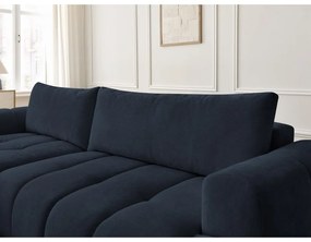 Divano angolare blu scuro allungabile e con contenitore (penisola a sinistra/chaise lounge) con rivestimento in ciniglia Fuji – Bobochic Paris
