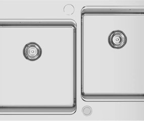 Lavello semincasso 2 vasche in inox argento RODI Una Reverse 81 L 81 x L 50.5 cm