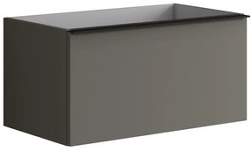 Mobile da bagno sospeso sotto lavabo L 80 x H 40 x P 45.5 cm grigio laccato opaco, 2 cassetti Pixel plain