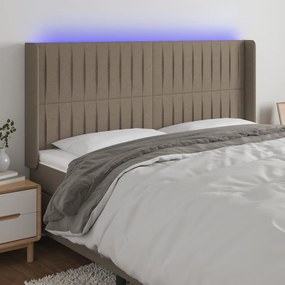 Testiera A Led Tortora 203x16x118/128 Cm İn Tessuto /