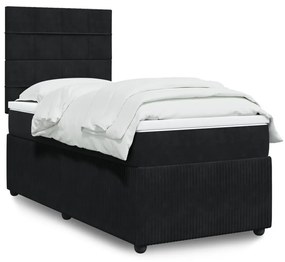 Giroletto A Molle Con Materasso Nero 90x190 Cm İn Velluto /