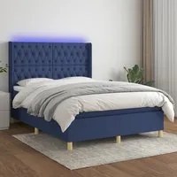 Letto a Molle con Materasso e LED Blu 140x200 cm in Tessuto 3139123