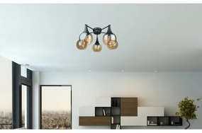 Lampadario a plafone STAR 5xE27/60W/230V nero/fumé beige