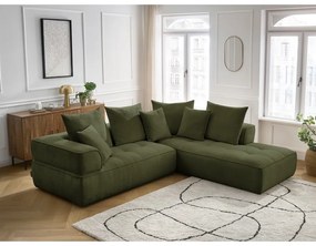 Divano angolare verde (penisola a destra/a L) con rivestimento in ciniglia Whesley – Bobochic Paris