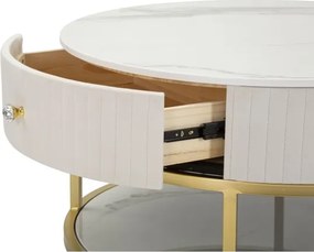 Tavolo da caffè con struttura dorata montpellier color crema ø75x36 cm