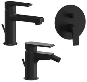 Set miscelatori lavabo bidet e doccia incasso nero opaco Mariani Artic