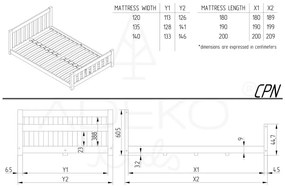 Letto per bambini in legno di pino in colore naturale 140x200 cm CPN - Adeko