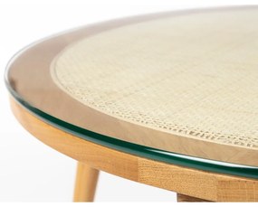 Tavolino da salotto rotondo di colore naturale in vetro ø 70 cm Haru – White Label