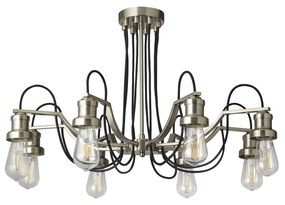 Lampadario Contemporaneo Olivia Acciaio Argento 8 Luci E27