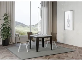 Tavolo Flame Libra Bianco Frassino 90x90 Allungato 90x180 telaio e gambe Antracite