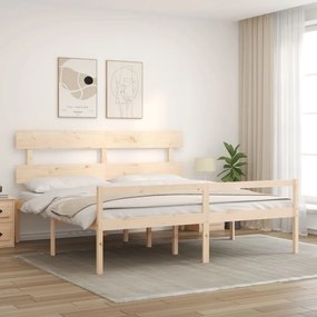 Letto per Anziani con Testiera 200x200 cm in Legno Massello