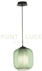 Sospensione bonnie 2 vetro verde 1 luce attacco e27 d.22cm h.26cm