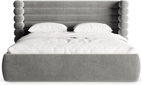 Letto matrimoniale imbottito grigio con contenitore con rete inclusa 200x200 cm Mount – Micadoni