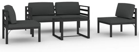Set divani da giardino 5 pz con cuscini in alluminio antracite
