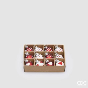 EDG - Enzo De Gasperi addobbo di natale confezione 12 palline decoro cuore d. 3 cm