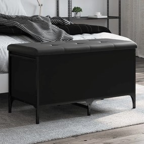 Panca Portaoggetti Nera 82x42x45 Cm İn Legno Multistrato /