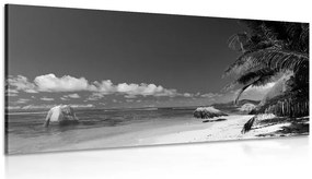 Quadro su tela – Spiaggia Anse Source in bianco e nero