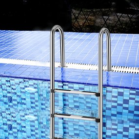 Costway Scaletta per piscina con 3 gradini antiscivolo, Scala in acciaio inox 304 per piscina interrata