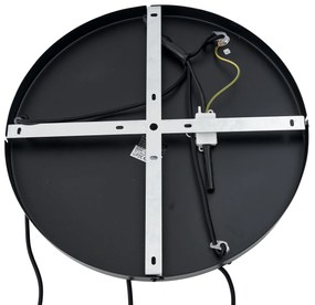 Lampada a sospensione Japandi nera con paralume in tessuto marrone a 3 luci - Bida