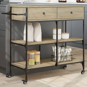 Carrello Da Cucina Rovere Sonoma 105x42x95 Cm Legno Multistrato /