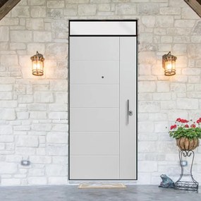 Porta blindata YALE Seal +30 L 80 x H 210 cm in PVC bianco, apertura spingere a sinistra, falso telaio incluso