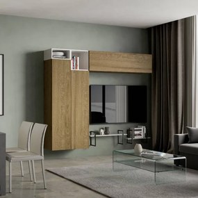 Parete soggiorno Isoka A21B L.234 H.194 P.39,5 Quercia e Bianco