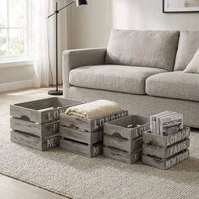 CARSON - set di 4 cassette in legno