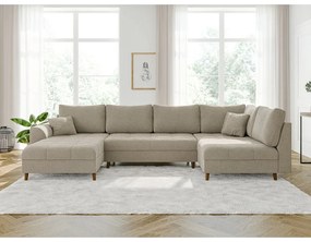 Divano angolare beige in tessuto bouclé (angolo sinistro/"U") Ariella - Ropez