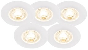 Set di 5 faretti da incasso bianchi dimmerabili a 3 livelli - Ulo