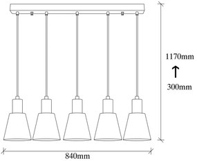 Lampadario a sospensione con cavo KEM 5xE27/40W/230V nero