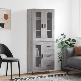 Credenza Grigio Sonoma 69,5x34x180 Cm İn Legno Multistrato /