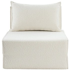 Poltrona letto singola in tessuto effetto lana bouclé bianco VICTOR