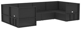 Set mobili da giardino 6 pz con cuscini in polyrattan nero