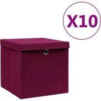 Contenitori con Coperchio 10 pz 28x28x28 cm Rosso Scuro cod mxl 45211