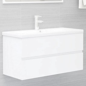 Mobile Lavabo Bianco 90x38,5x45 Cm İn Legno Multistrato /