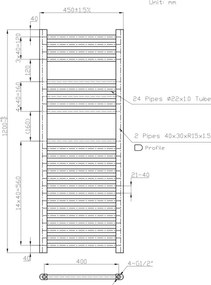Novaservis - Scaldasalviette a scaletta per bagno 490W/230V 120x45 cm bianco dritto