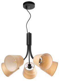Plafoniera moderno SOSP ASIA NERO/LEGNO D 55 CM 5XE14 nero5XE14