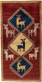 Gabbeh Tappeto 100 x 190 Rosso (Iran) Annodato A Mano