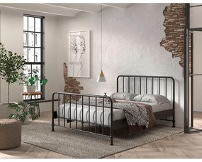 Letto singolo nero in metallo con rete 160x200 cm BRONXX - Vipack