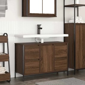 Mobile Lavabo Con Cassetti Rovere Marrone 90x34,5x60 Cm /