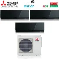 Climatizzatore Condizionatore Mitsubishi Electric Trial Split Inverter serie KIRIGAMINE ZEN BLACK MSZ-EF 7+15+15 con MXZ-3F68VF R-32 Wi-Fi Integrato Colore Nero 7000+15000+15000