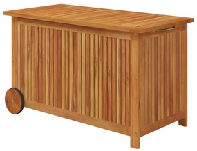 Contenitore giardino con ruote 90x50x58cm legno massello acacia