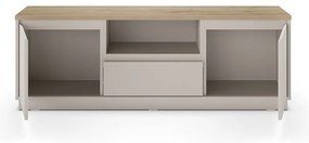 Mobile TV beige con effetto rovere 161x55x40 cm Loreta – Marckeric