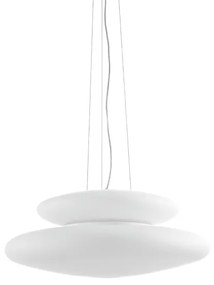Lampada a sospensione PAGODA D60 cm in vetro Bianco soffiato e acidato GRANDE