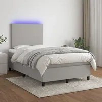 Letto a Molle Materasso e LED Grigio Chiaro 120x200 cm Tessuto 3134701